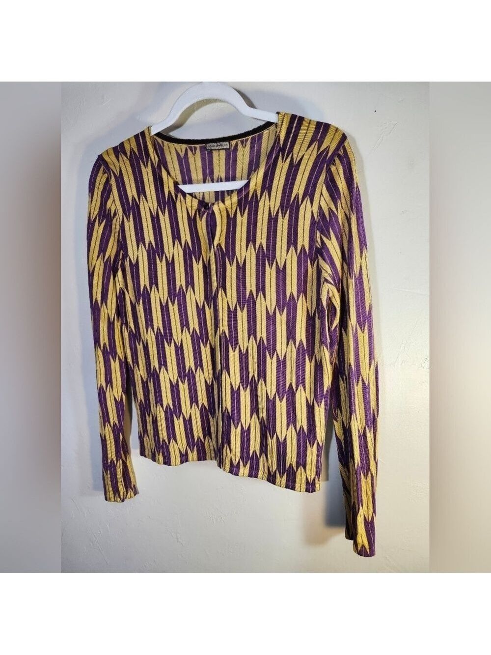 Maliparmi 100% Wool Geometric Cardigan Very Soft & Lightweight Sz M